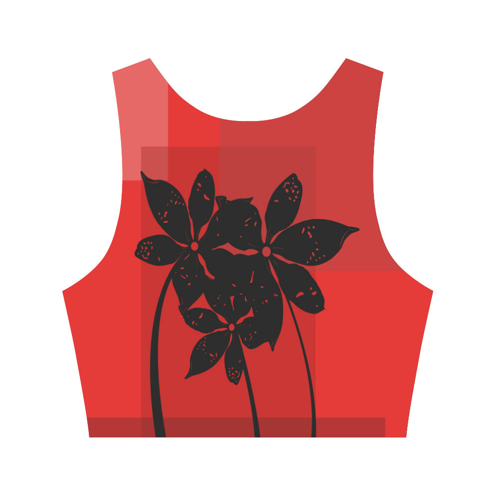 Black flowers Women's Crop Top (Model T42)