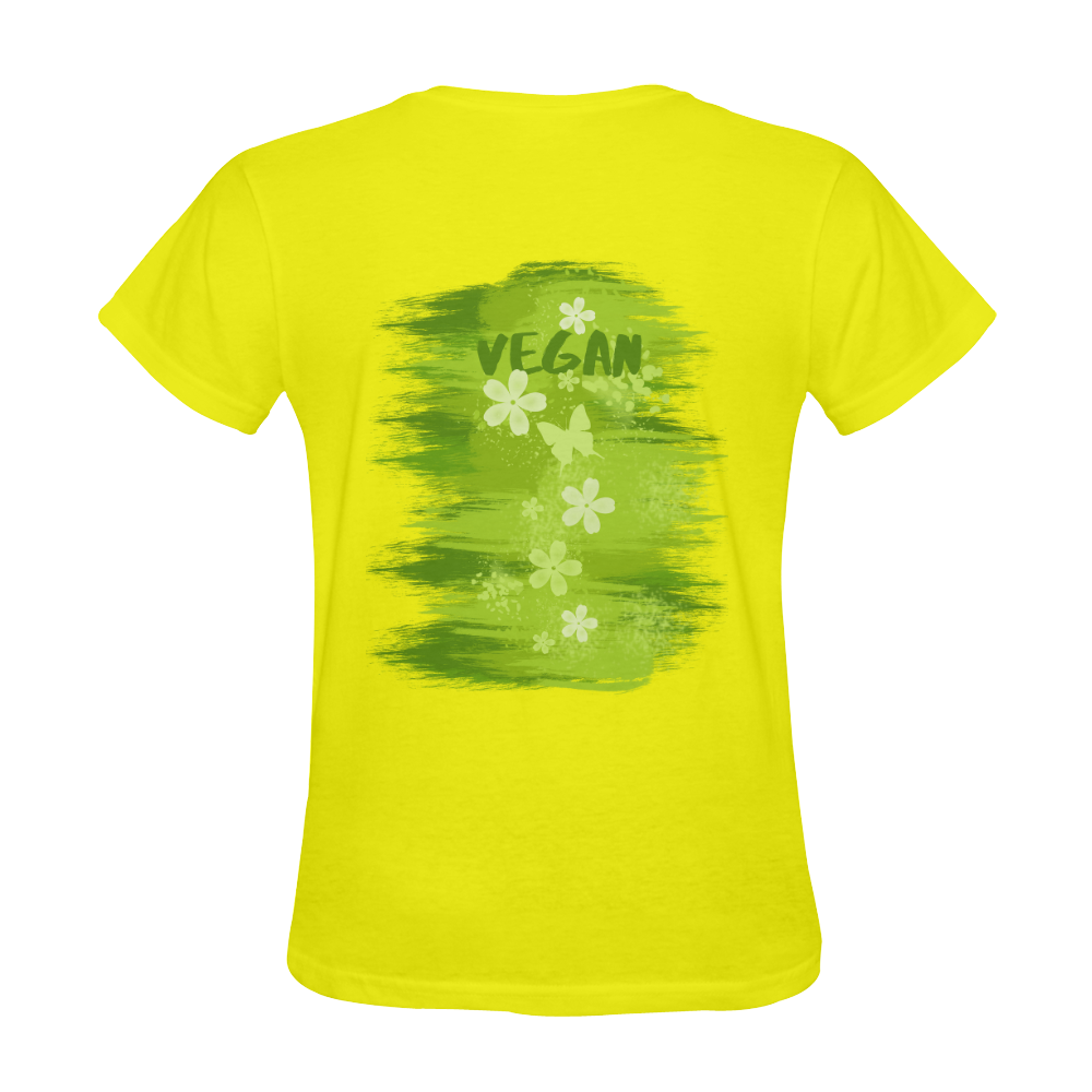 Vegan Green Dschungel Flower Butterfly Sunny Women's T-shirt (Model T05)