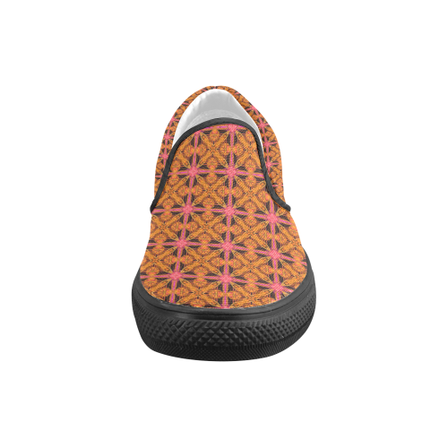 Peach Lattice Abstract Pink Snowflake Star Men's Slip-on Canvas Shoes (Model 019)