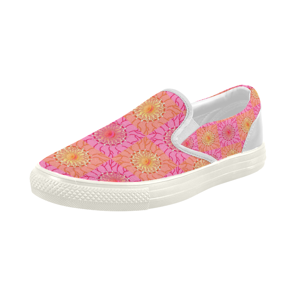 Chequered Veins Women's Slip-on Canvas Shoes (Model 019)