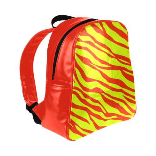 Cherry Red Sunshine Yellow Zebra Stripes Multi-Pockets Backpack (Model 1636)