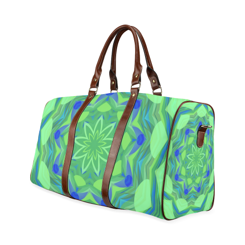 Cute Blue and green Angelfish Flower Waterproof Travel Bag/Small (Model 1639)