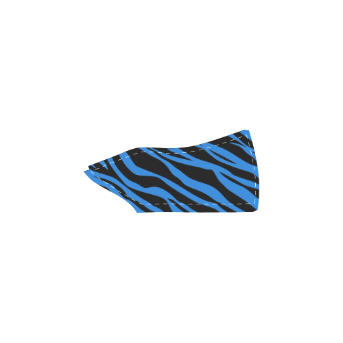 Cobalt Blue Zebra Stripes Women's Unusual Slip-on Canvas Shoes (Model 019)