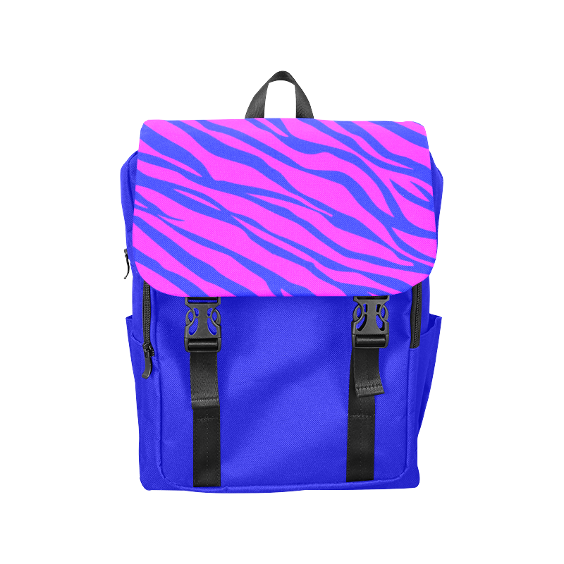 Hot Pink Blue Zebra Stripes Casual Shoulders Backpack (Model 1623)
