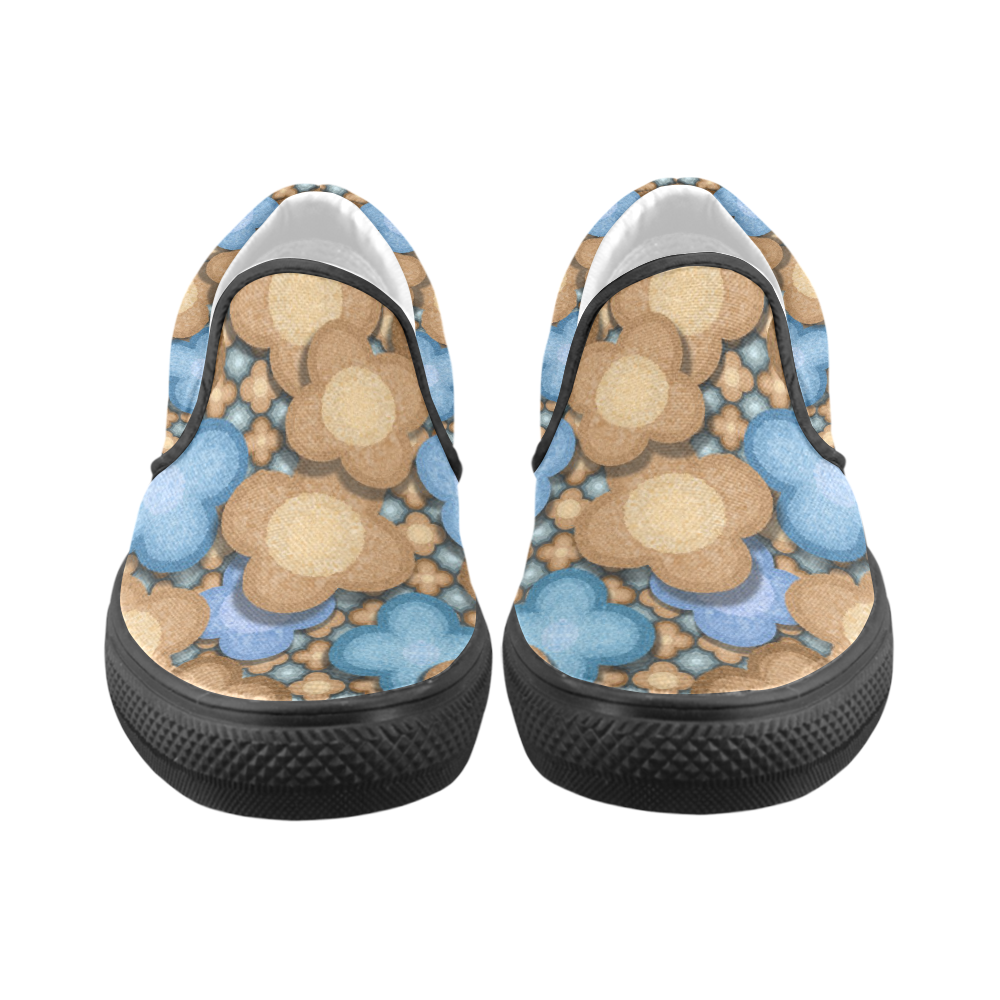 Cute Blue Pineapple Print Women Canvas Slip On Shoes