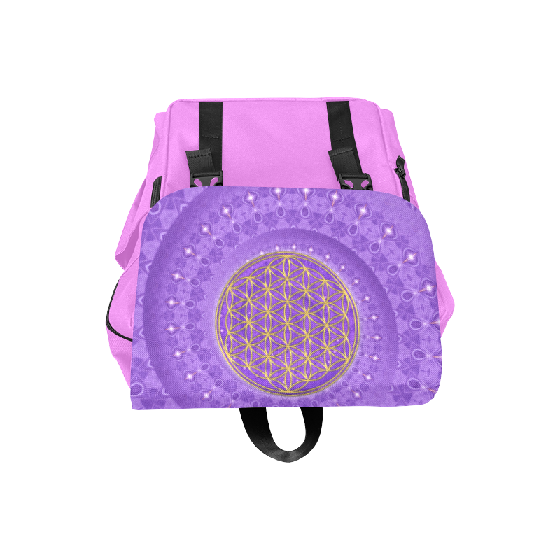 FLOWER OF LIFE gold POWER SPIRAL purple Casual Shoulders Backpack (Model 1623)