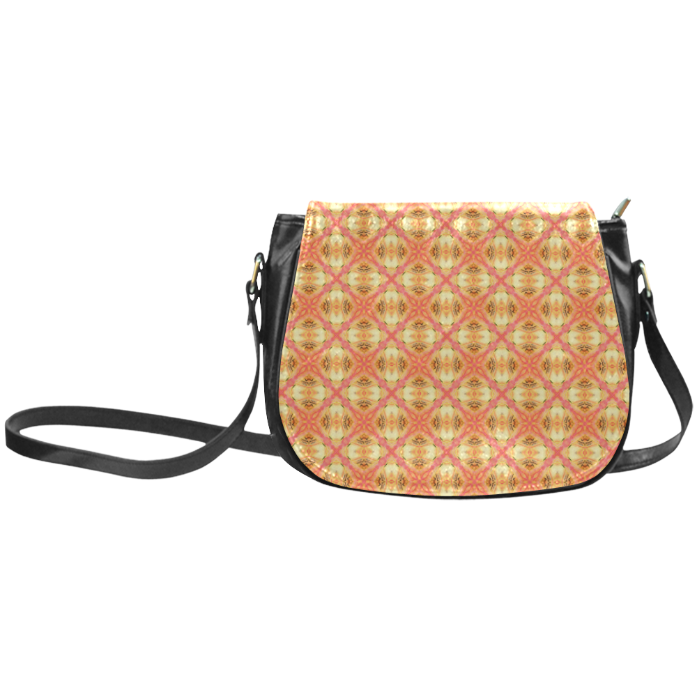 Peach Pineapple Abstract Circles Arches Classic Saddle Bag/Large (Model 1648)