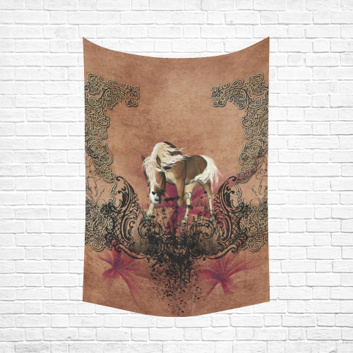 Amazing horse with flowers Cotton Linen Wall Tapestry 60"x 90"