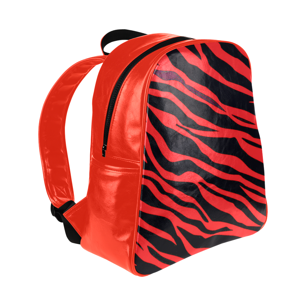 Red Zebra Stripes Multi-Pockets Backpack (Model 1636)