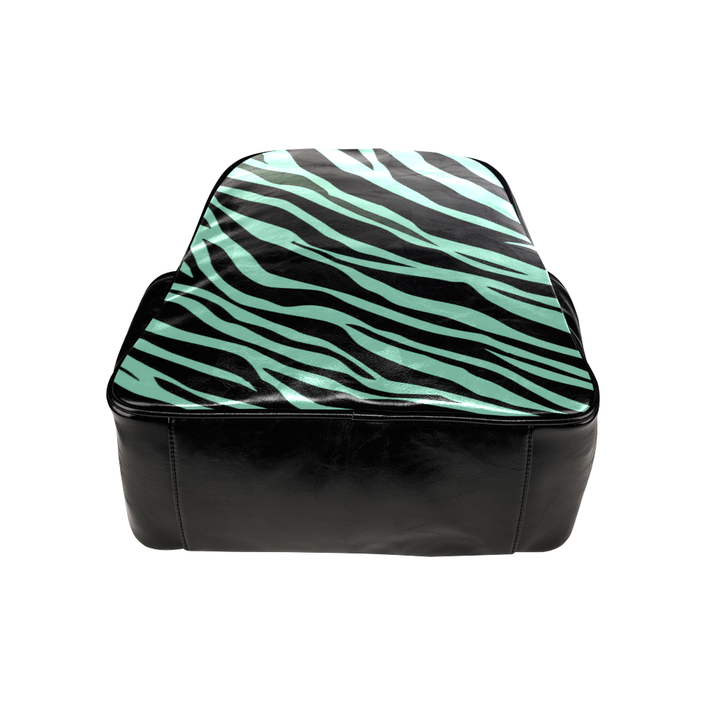 Mint Green Zebra Stripes Multi-Pockets Backpack (Model 1636)