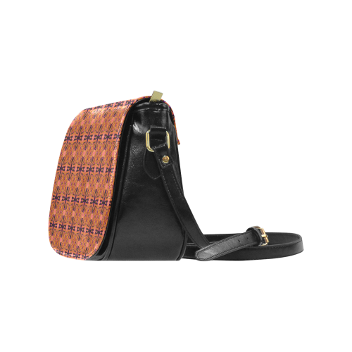 Peach Purple Abstract Moroccan Lattice Quilt Classic Saddle Bag/Small (Model 1648)