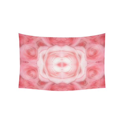 Bouquet of Pink Roses Soft Touch 3 Cotton Linen Wall Tapestry 60"x 40"