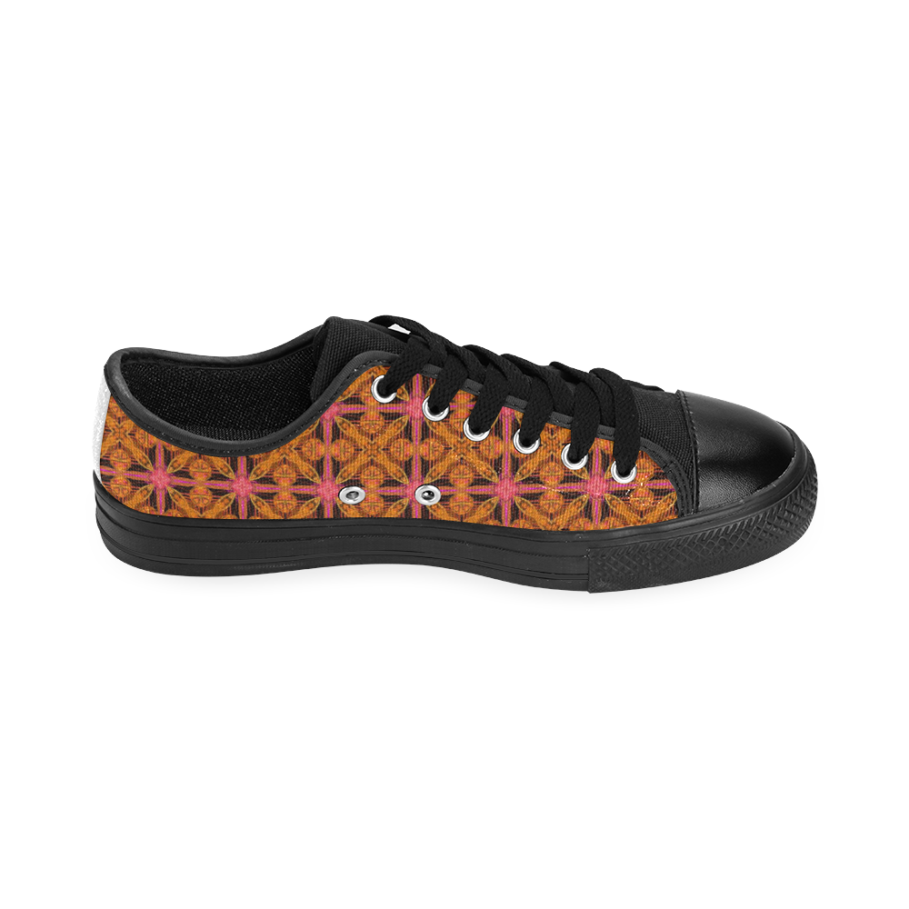 Peach Lattice Abstract Pink Snowflake Star Men's Classic Canvas Shoes (Model 018)