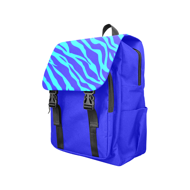 Blue On Blue Zebra Stripes Casual Shoulders Backpack (Model 1623)