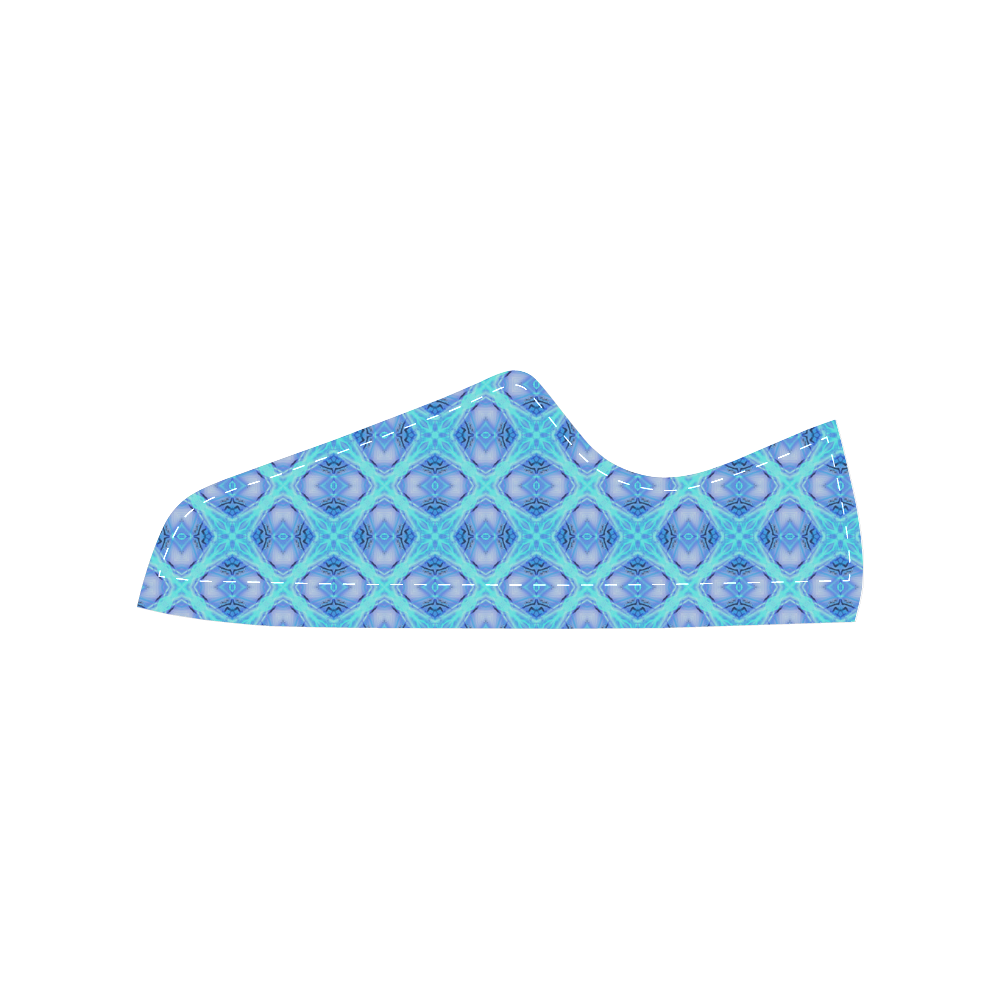 Abstract Circles Arches Lattice Aqua Blue Men's Classic Canvas Shoes (Model 018)