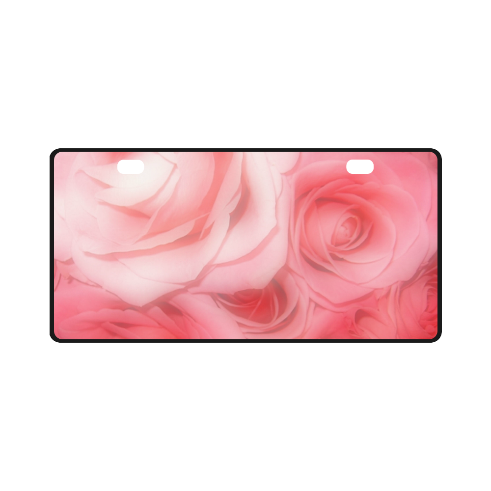 Bouquet of Pink Roses Soft Touch 1 License Plate