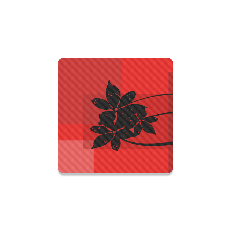 Black flowers Square Coaster