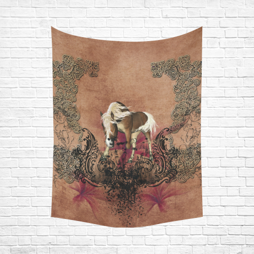 Amazing horse with flowers Cotton Linen Wall Tapestry 60"x 80"
