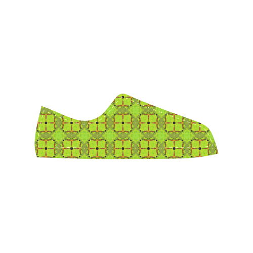 Lime Gold Geometric Squares Diamonds Men's Classic Canvas Shoes (Model 018)