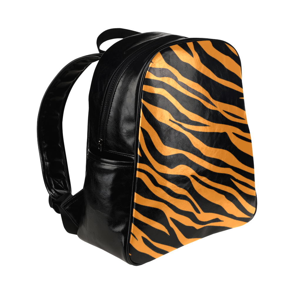 Orange Zebra Stripes Multi-Pockets Backpack (Model 1636)