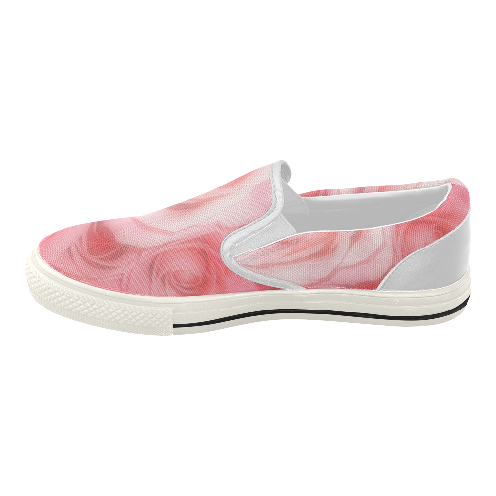 Bouquet of Pink Roses Soft Touch 1 Women's Slip-on Canvas Shoes (Model 019)