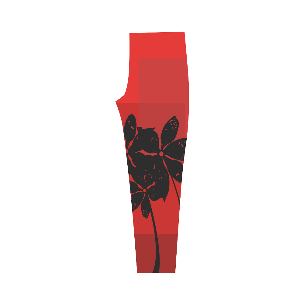 Black flowers Capri Legging (Model L02)