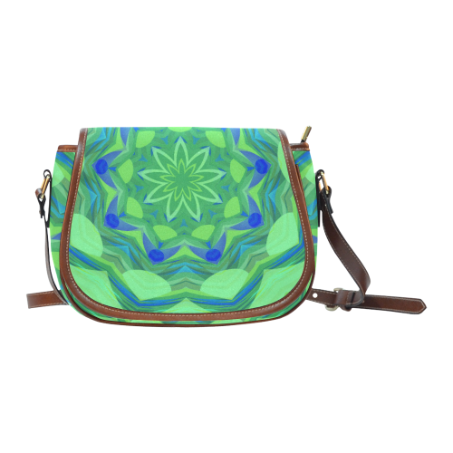 Cute Blue and green Angelfish Flower Saddle Bag/Small (Model 1649) Full Customization