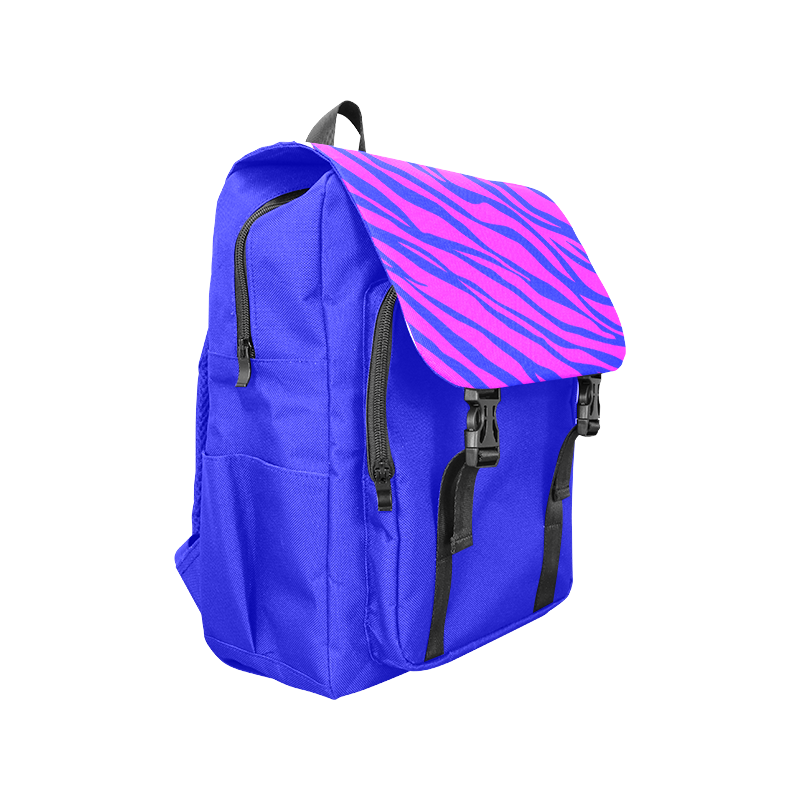 Hot Pink Blue Zebra Stripes Casual Shoulders Backpack (Model 1623)