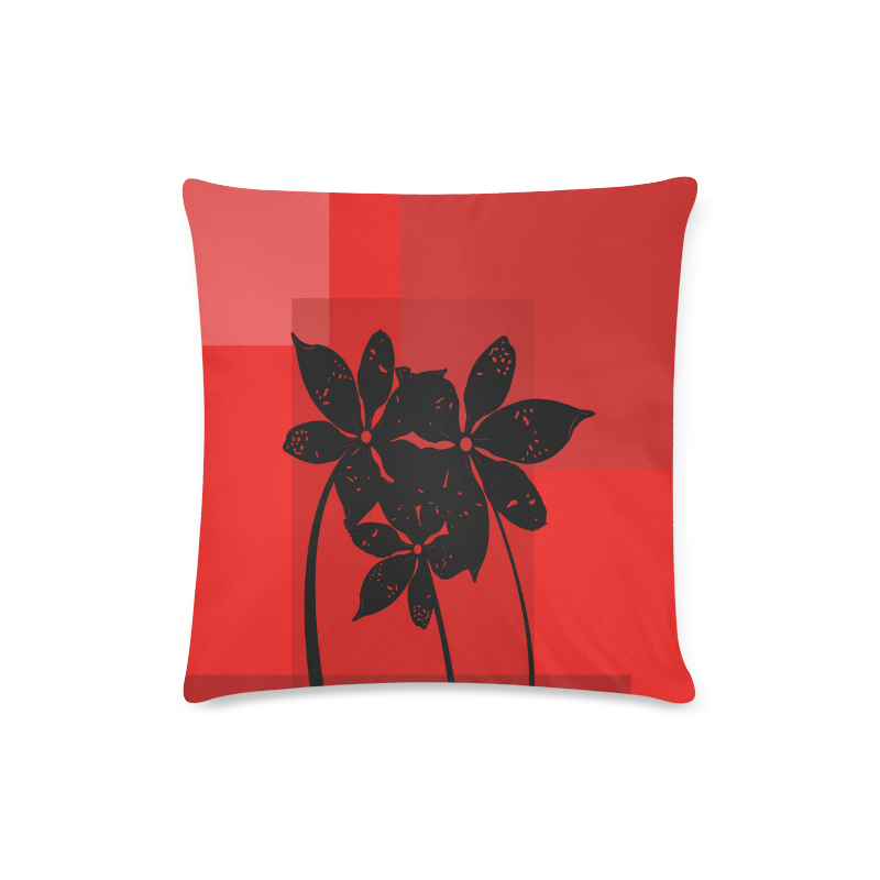 Black flowers Custom Zippered Pillow Case 16"x16"(Twin Sides)