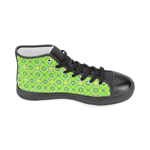 Vibrant Abstract Tropical Lime Foliage Lattice Men’s Classic High Top Canvas Shoes (Model 017)