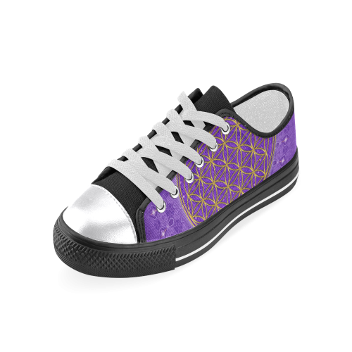 FLOWER OF LIFE gold POWER SPIRAL purple Women's Classic Canvas Shoes (Model 018)