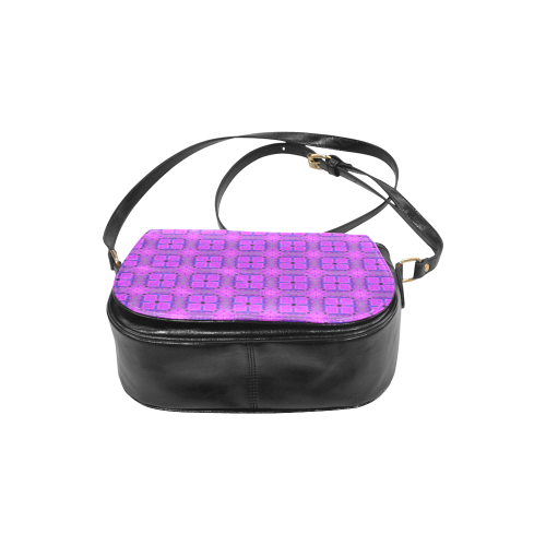 Abstract Dancing Diamonds Purple Violet Classic Saddle Bag/Large (Model 1648)