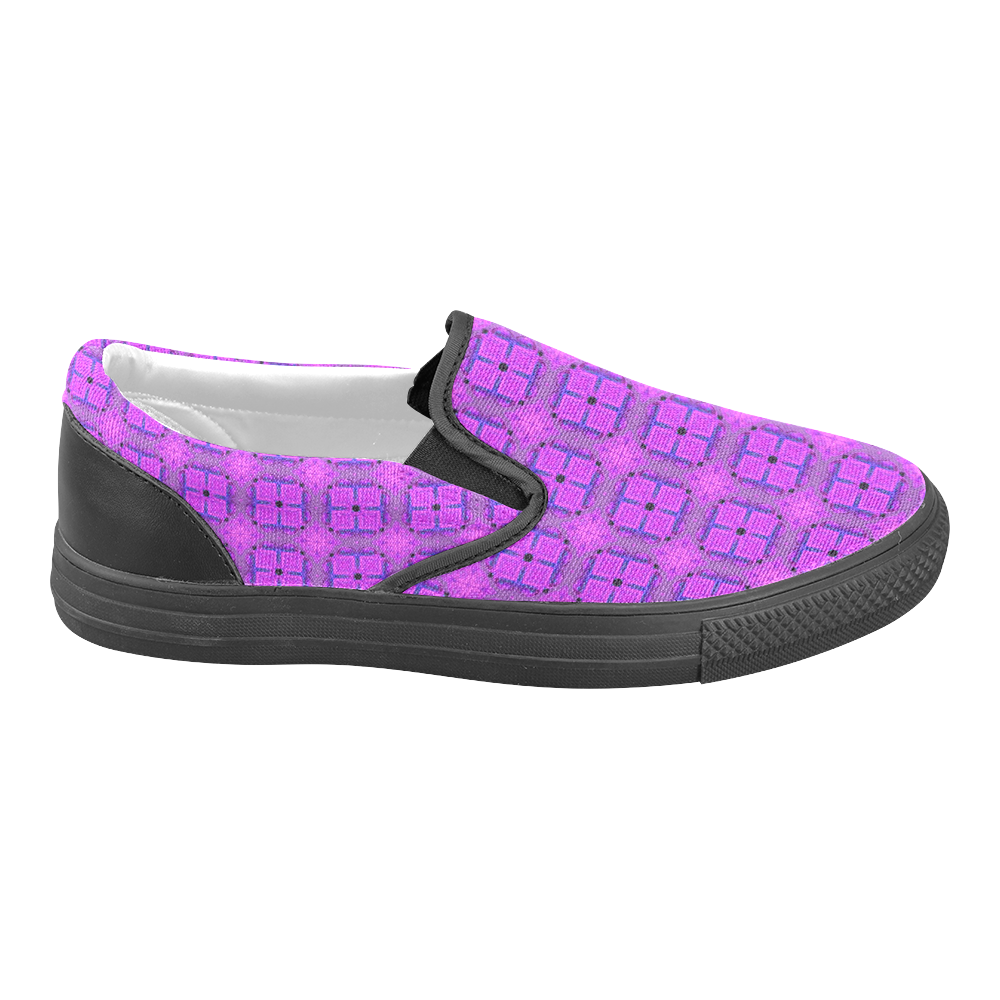 Abstract Dancing Diamonds Purple Violet Men's Unusual Slip-on Canvas Shoes (Model 019)