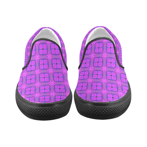 Abstract Dancing Diamonds Purple Violet Men's Unusual Slip-on Canvas Shoes (Model 019)