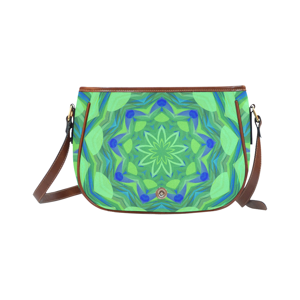 Cute Blue and green Angelfish Flower Saddle Bag/Small (Model 1649) Full Customization