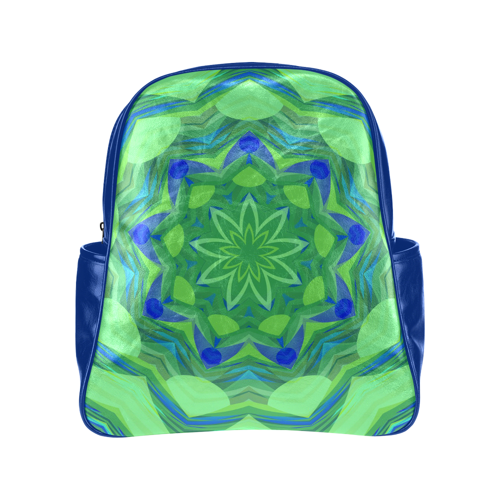 Cute Blue and green Angelfish Flower Multi-Pockets Backpack (Model 1636)