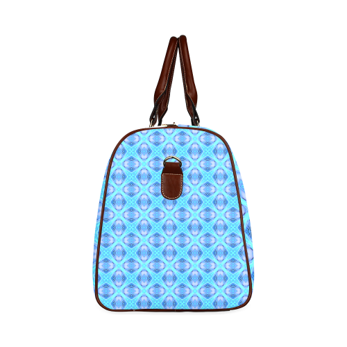 Abstract Circles Arches Lattice Aqua Blue Waterproof Travel Bag/Large (Model 1639)