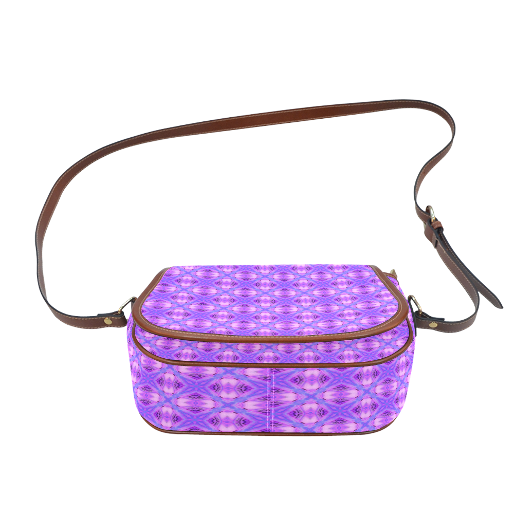 Vibrant Abstract Modern Violet Lavender Lattice Saddle Bag/Small (Model 1649) Full Customization
