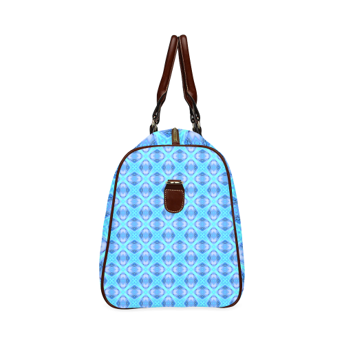 Abstract Circles Arches Lattice Aqua Blue Waterproof Travel Bag/Large (Model 1639)