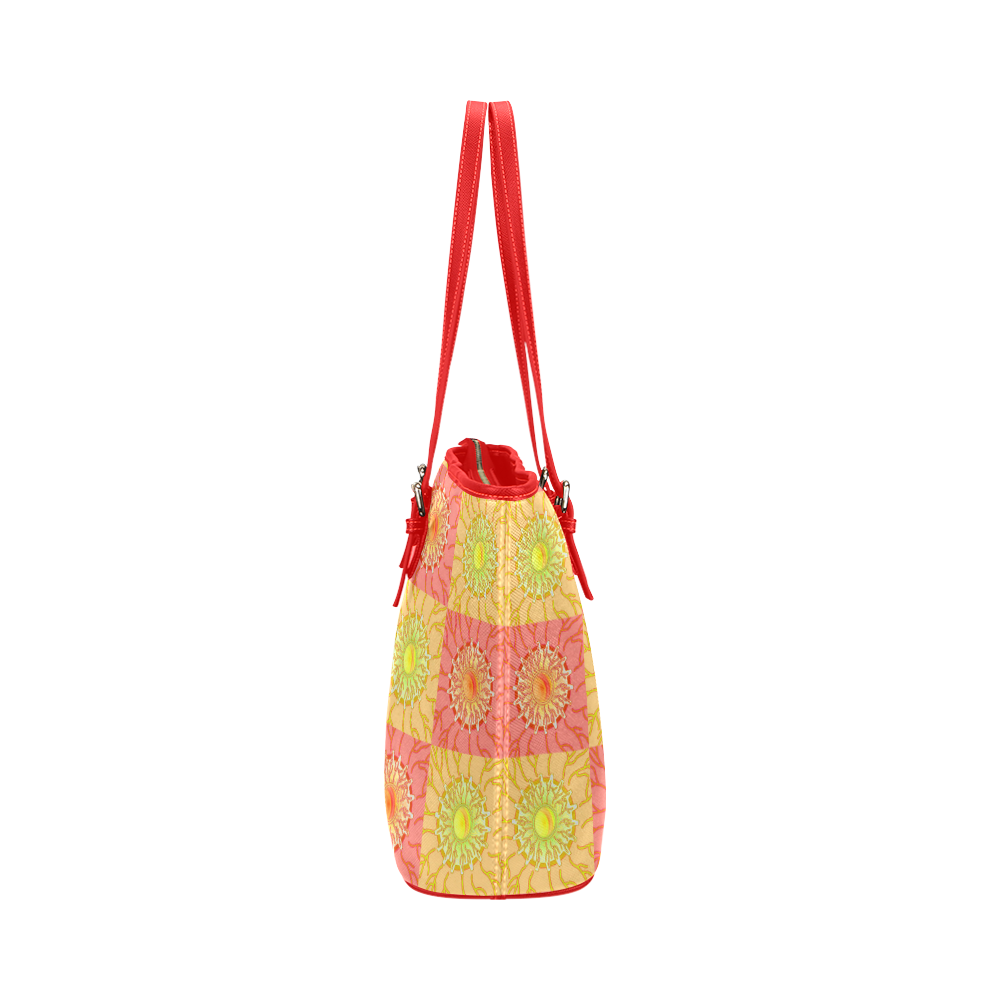 Chequered Sunshine Leather Tote Bag/Large (Model 1651)