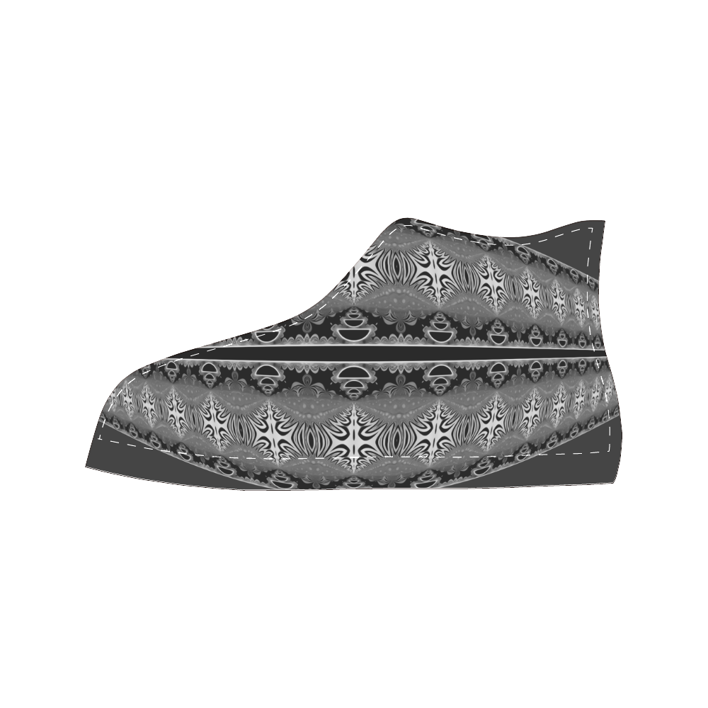 Kaleidoscope Fractal BORDER black white grey Men’s Classic High Top Canvas Shoes (Model 017)