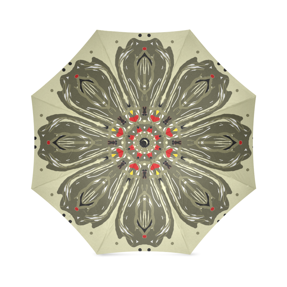 Kaleidoscope Green Floral Foldable Umbrella (Model U01)