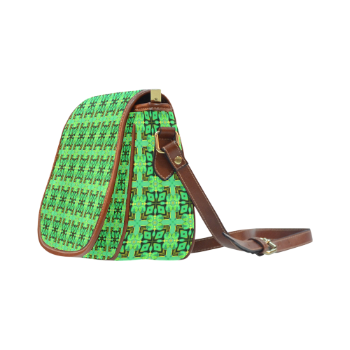 Green Gold Moroccan Lattice Diamonds Quilt Saddle Bag/Small (Model 1649) Full Customization