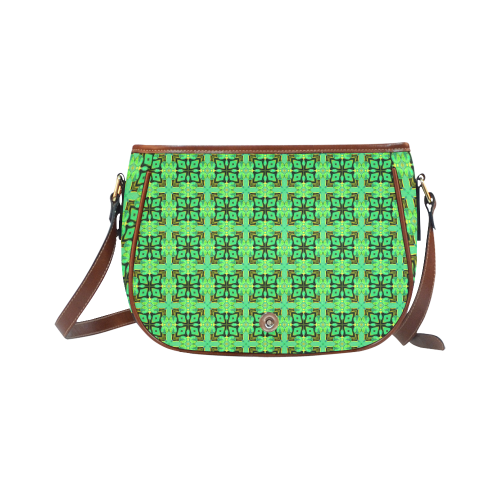 Green Gold Moroccan Lattice Diamonds Quilt Saddle Bag/Small (Model 1649) Full Customization