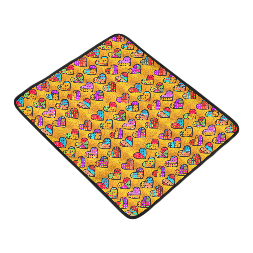 Orange Popart Heart by Nico Bielow Beach Mat 78"x 60"