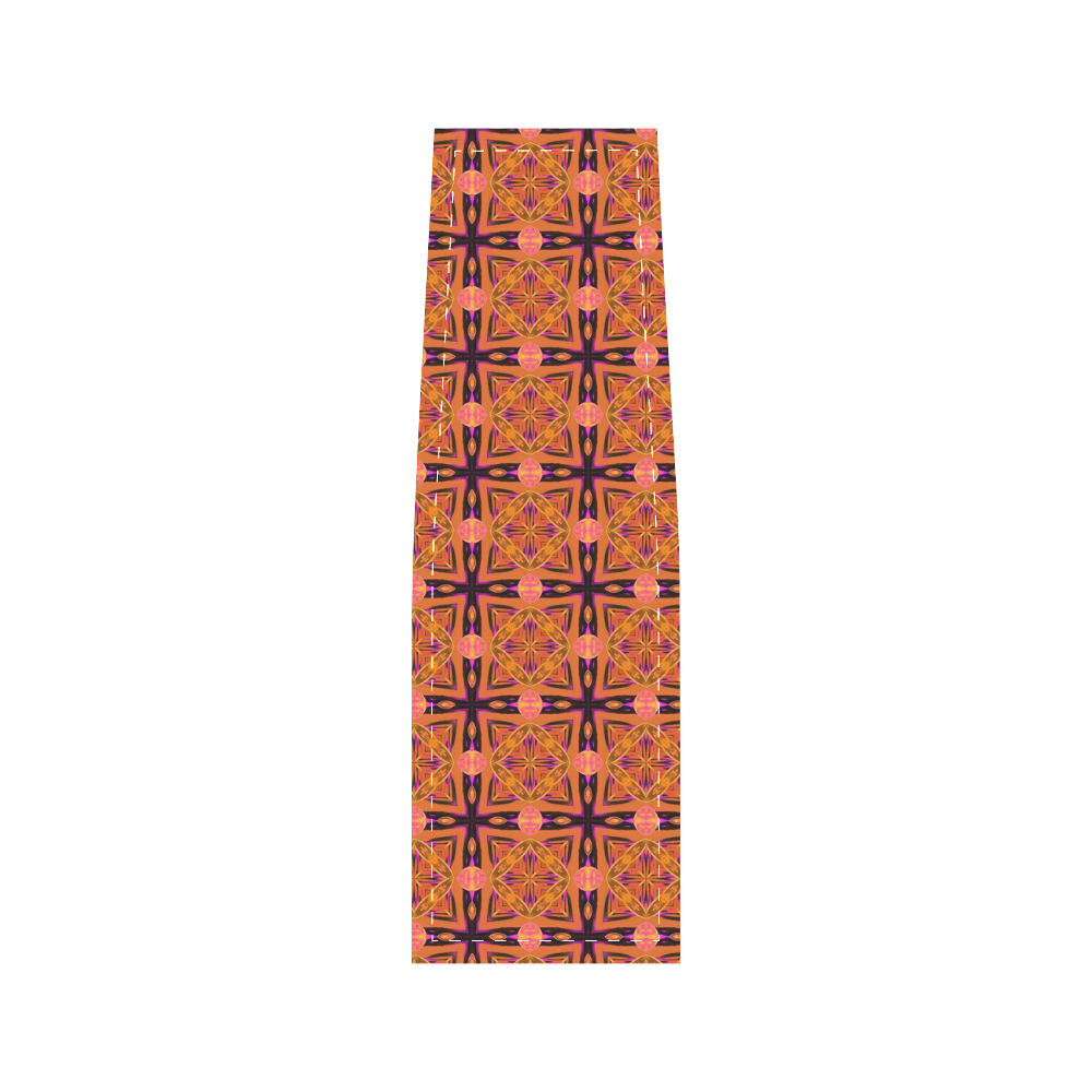Peach Purple Abstract Moroccan Lattice Quilt Saddle Bag/Large (Model 1649)