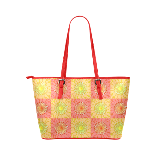 Chequered Sunshine Leather Tote Bag/Large (Model 1651)