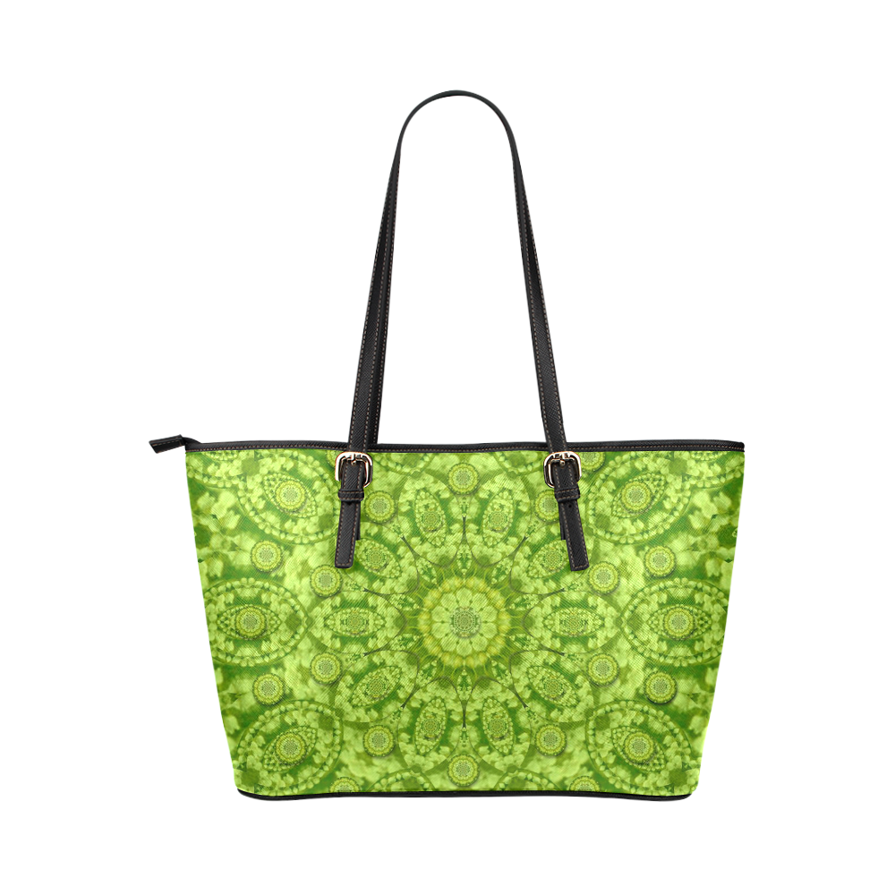 Magic Flowers In  the deep valley of paradise Leather Tote Bag/Small (Model 1651)
