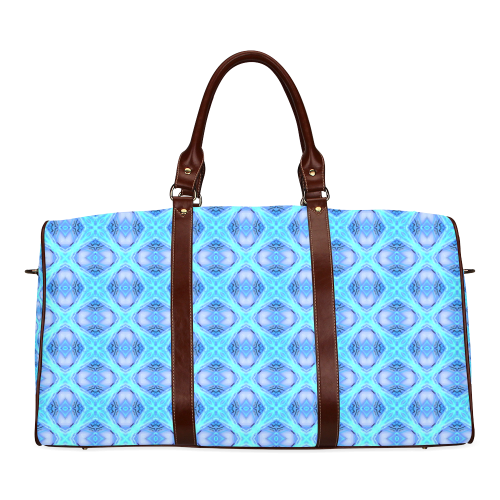 Abstract Circles Arches Lattice Aqua Blue Waterproof Travel Bag/Large (Model 1639)