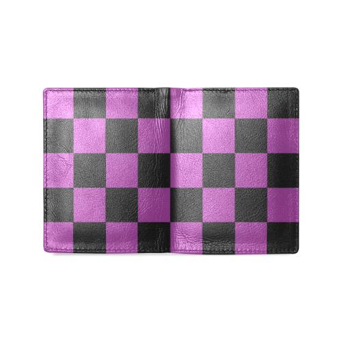 B+P Checker Leather Wallet Men's Leather Wallet (Model 1612)